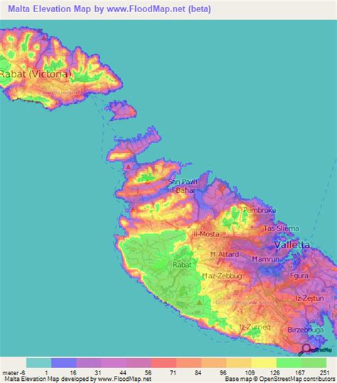 malta elevation map.